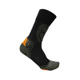 Spika Alpine black adult sock, single side view showing the padded ankle and grey heel zone
