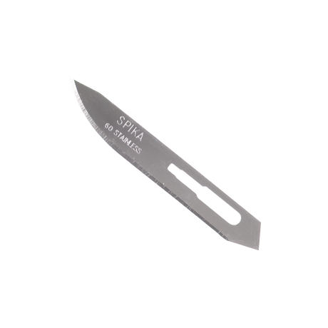 Close-up of a single Spika Command replacement scalpel blade with Spika and stainless markings