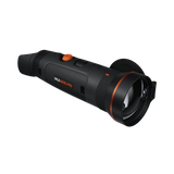 ThermTec Wild 650DL Pro thermal monocular, front three-quarter view of lens and Wild 650DL Pro badge side