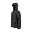 Spika Terra kids' hooded puffer jacket in Black, three-quarter view with hood and zip hand pocket