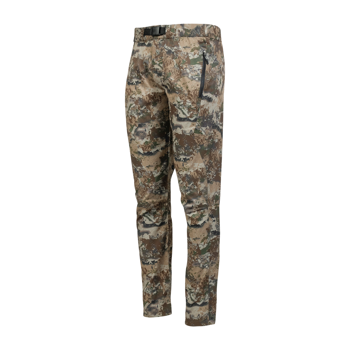 Spika Nomad men's hunting pants in Biarri Camo, three-quarter view showing the zip thigh pocket