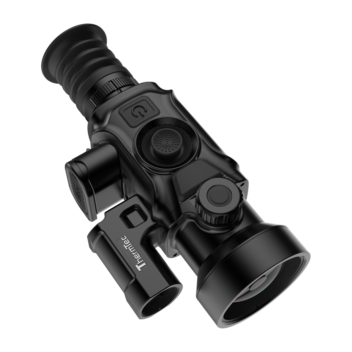 ThermTec Vidar-LRF 650L 2.0 thermal compact scope, elevated view of top controls and rangefinder