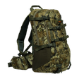 Spika Drover II Pro Pack 25L in Biarri Camo, three-quarter front view with compression straps and hip belt