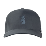 Spika GO Advance Flexfit Delta cap in Black, front view of the tonal stag head logo