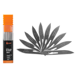 Spika Command replacement scalpel blades fanned out beside the 10 pack retail tube