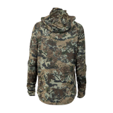 Spika Bandit women's Biarri Camo hoodie, back view showing the hood and curved hem