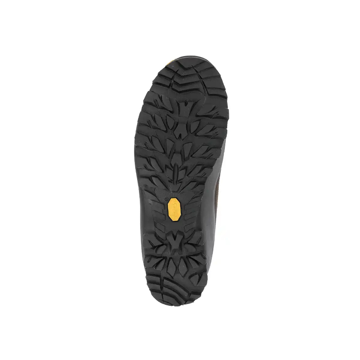 Zamberlan 968 Target GTX RR men's hunting boot in dark brown and orange, Vibram outsole tread pattern from below