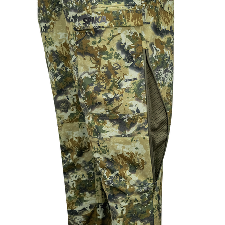Spika Recon men's pants in Biarri Camo, close-up of zipped side leg vent with mesh lining