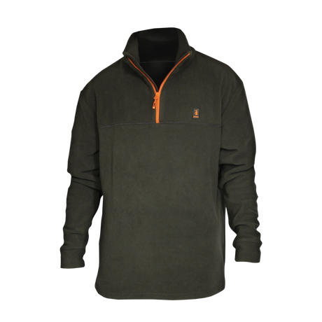 Spika men's olive quarter-zip fleece jumper with orange zip and chest logo from the 6 Piece Box Pack