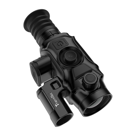 ThermTec Vidar-LRF 335L 2.0 thermal compact scope, elevated view of top controls and rangefinder module