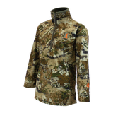 Spika Tracker kids' long sleeve shirt in Biarri Camo, three-quarter view with chest zip and logo tab