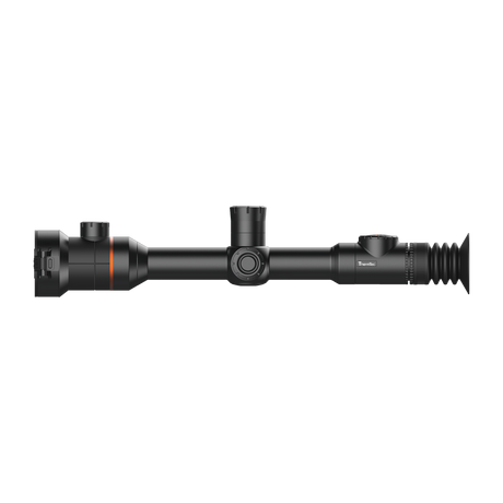 ThermTec Ares 650 2.0 thermal tube scope in black, right side profile with turrets and eyepiece