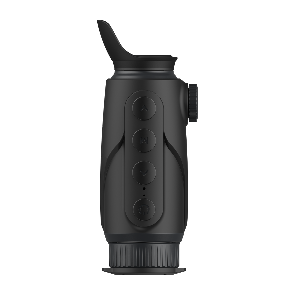 ThermTec Cyclone 325 thermal monocular, top-down view of four control buttons and eyecup