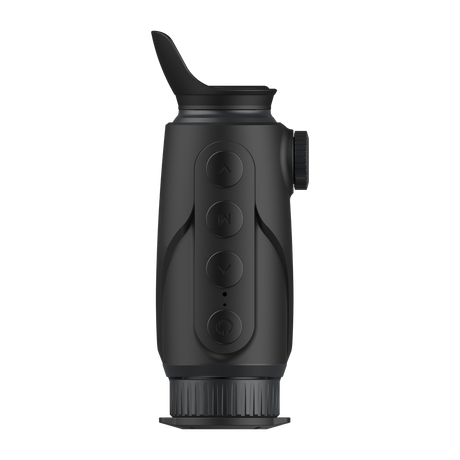 ThermTec Cyclone 325 thermal monocular, top-down view of four control buttons and eyecup