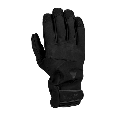 Spika Arctic men's black glove, back of hand view with tonal stag logo and hook-and-loop cuff