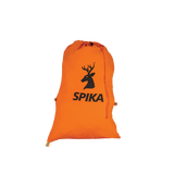 Spika Drover meat bag 3 pack, small blaze orange drawstring game bag with Spika stag logo, filled