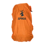 Spika Drover II Hauler 40L pack fitted with orange rain cover printed with the Spika stag logo