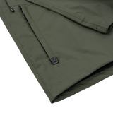Spika Scout men's jacket in Olive, close-up of the zipped lower pocket and hem logo tab