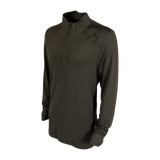 Spika Enduro men's Olive Summit quarter-zip top, three-quarter view with tonal shoulder logo