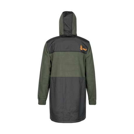 Spika Highpoint men's zip-through jacket in Olive, back view with black panels and Spika logo