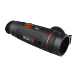 ThermTec Wild 325 thermal monocular, front three-quarter view with lens cap open and Wild 325 badge