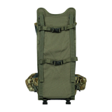 Spika Drover II Hauler frame in Biarri Camo, front load face with compression straps, pack removed
