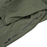 Spika Edge men's Olive jacket close-up of the sealed zip hem pocket and sleeve
