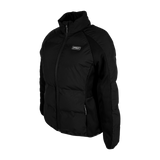 Spika GO Chase X women's black jacket, three-quarter view showing fitted quilted body and chest badge