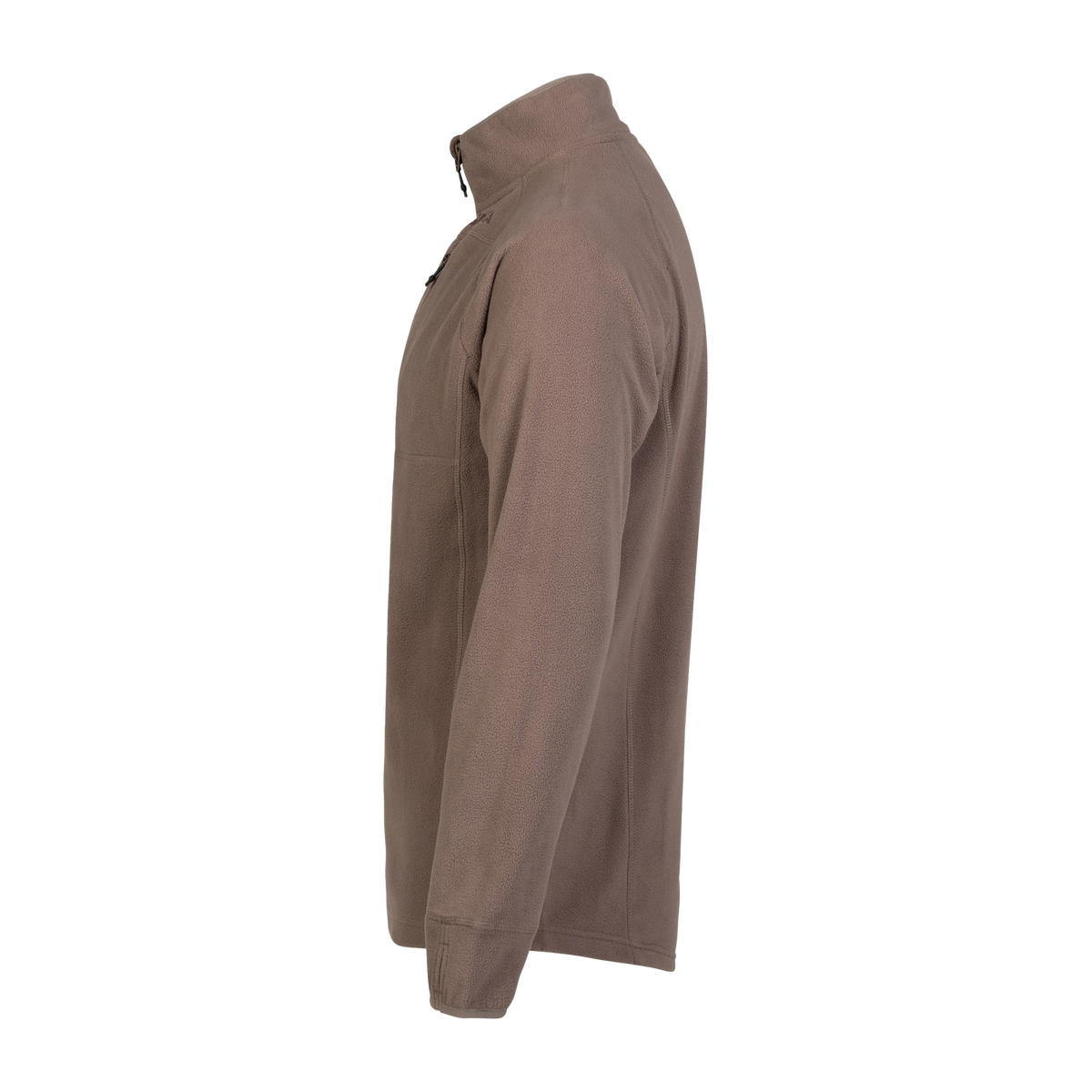 Spika Campside men's Chocolate quarter-zip fleece top, side profile view