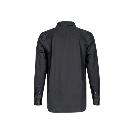 Spika GO Work men's long sleeve shirt in Ink, back view with yoke and buttoned cuffs