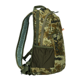 Spika Drover II Hydro Pack 15L in Biarri Camo, three-quarter front view with side mesh pocket and Spika logo