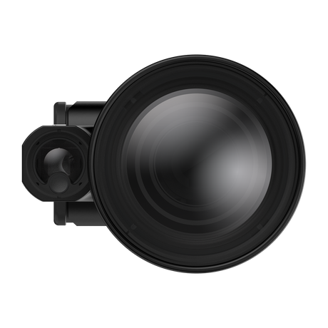 ThermTec Vidar-LRF 660L 2.0 thermal compact scope, front view of the objective lens and rangefinder apertures