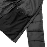 Spika Terra kids' puffer jacket in Black, opened to show the inner lining with Spika taping