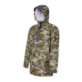 Spika Buckland men's Biarri Camo jacket, three-quarter view showing the hood and side profile