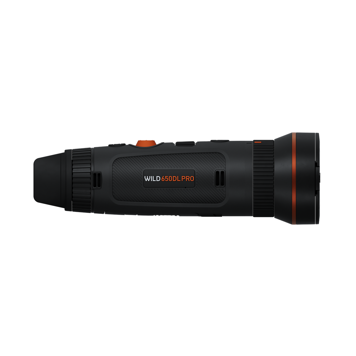 ThermTec Wild 650DL Pro thermal monocular, side profile showing the Wild 650DL Pro model badge
