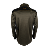 Spika Recoil men's performance top in Olive Summit, back view with Spika logo below the collar
