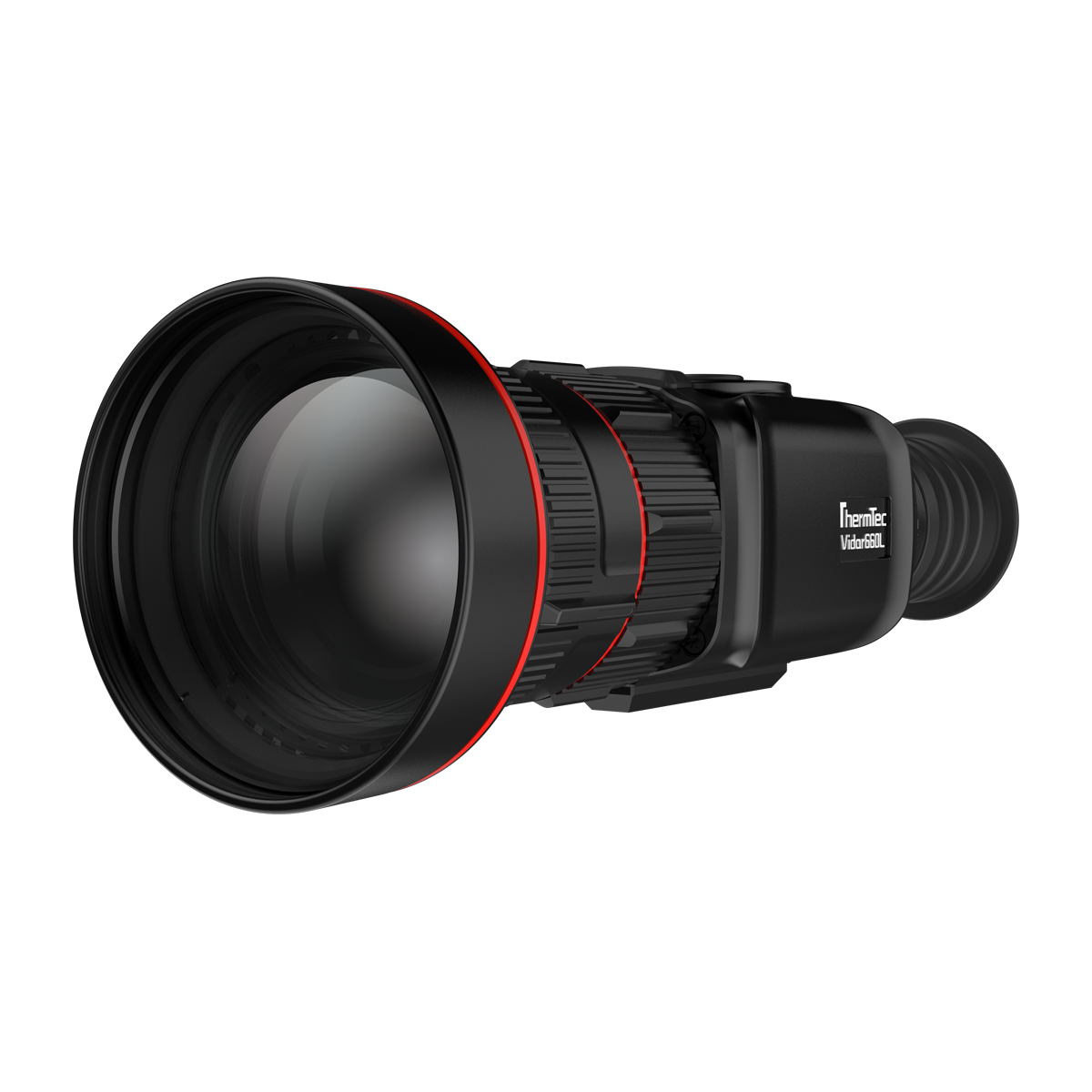 ThermTec Vidar-LRF 660L 2.0 thermal compact scope, front three-quarter view of objective lens and side branding