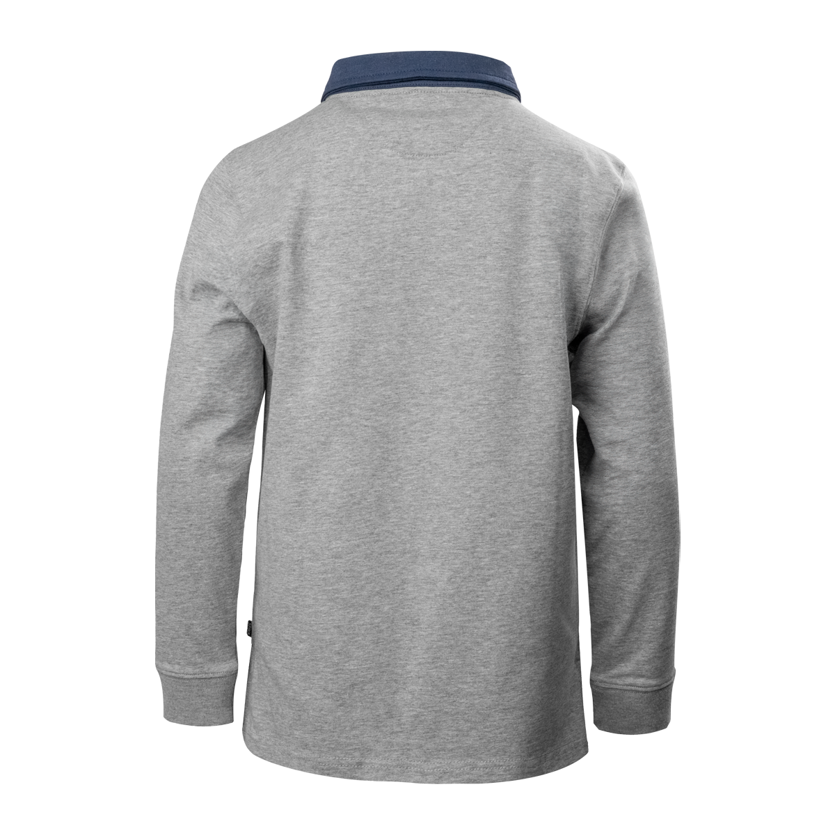 Spika GO Advance kids' rugby jumper in grey, back view showing navy collar