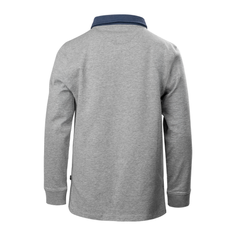 Spika GO Advance kids' rugby jumper in grey, back view showing navy collar
