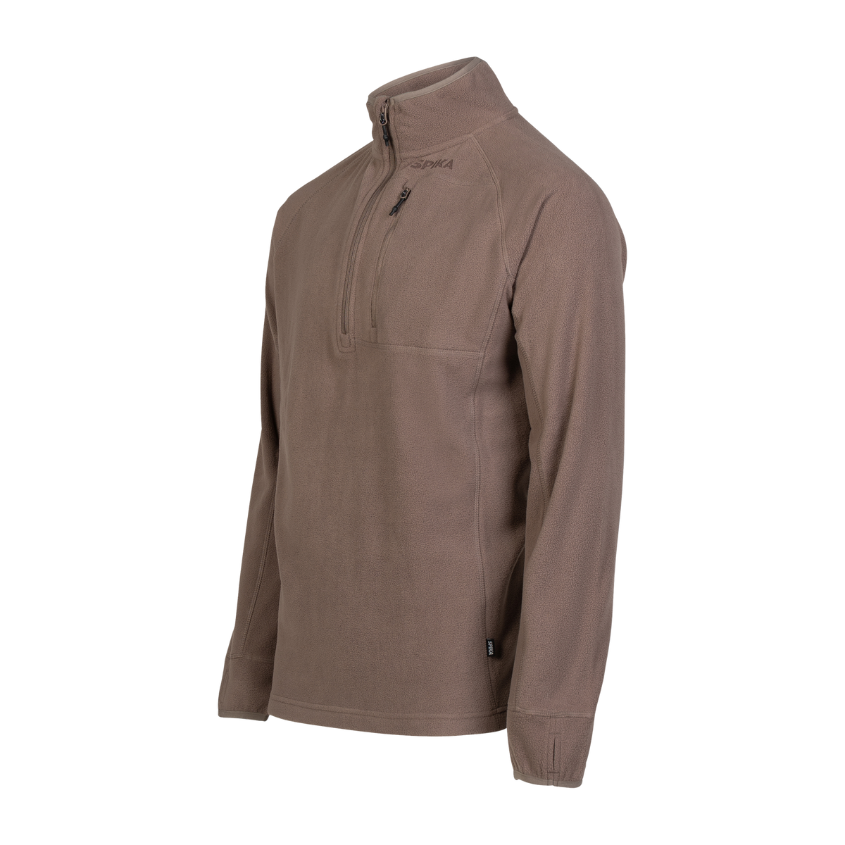 Spika Campside men's Chocolate fleece top, three-quarter view showing the half zip and chest pocket