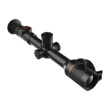 ThermTec Ares 335 2.0 thermal tube scope in black, elevated three-quarter view from eyepiece end