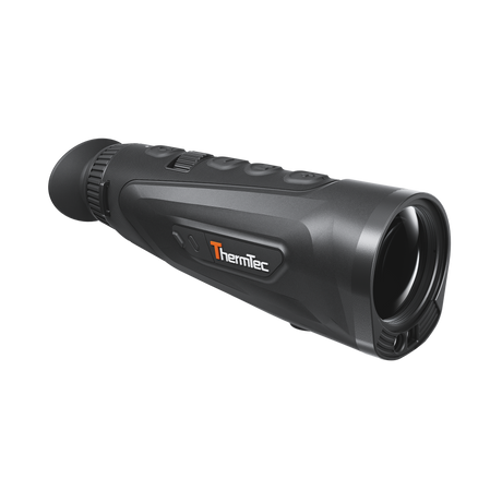 ThermTec Cyclops 335L 3.0 thermal monocular, side three-quarter view of body and objective lens