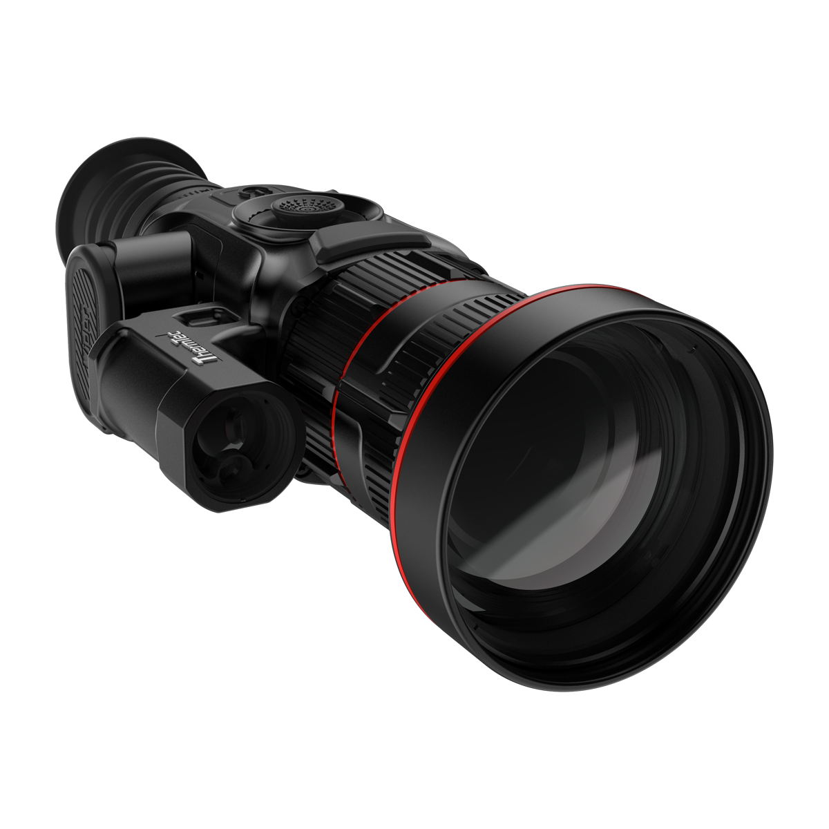 ThermTec Vidar-LRF 660L 2.0 thermal compact scope, front three-quarter view showing rangefinder emitter lenses