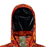 Spika Valley men's jacket Biarri Camo/Blaze hood front close-up with adjustable toggles
