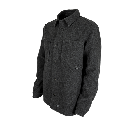 Spika GO Civvy men's slate shirt jacket, three-quarter view with button front and flap chest pockets