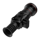 ThermTec Vidar 660 2.0 thermal compact scope, rear three-quarter view of eyecup, controls and battery cover