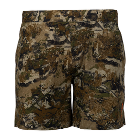Spika GO Arid men's quick dry shorts in Biarri Camo, front view with elastic waistband