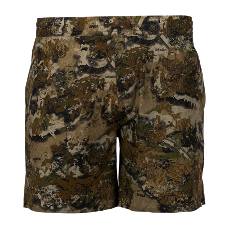 Spika GO Arid men's quick dry shorts in Biarri Camo, front view with elastic waistband