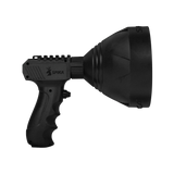 Spika Trigger Light 1200 lumen handheld spotlight in black, side profile of pistol grip and head