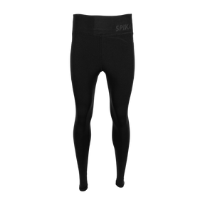 Spika GO Ember women's leggings in black, front view with high waistband and tonal SPIKA logo